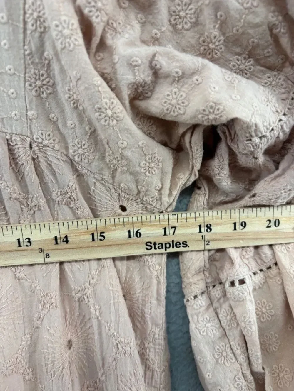 ASOS DESIGN Blush Embroidered Eyelet Tiered Midi Dress Sz 6